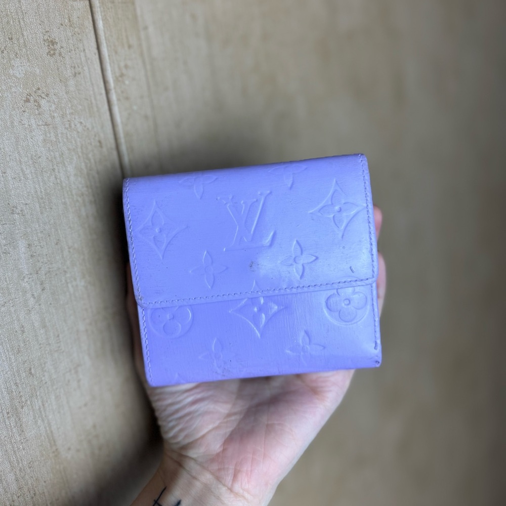 *Re-painted* lilac purple compact Louis Vuitton wallet